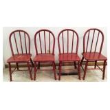 (4) Children's Red Wooden Matching Chairs