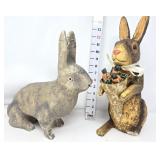 (2) Paper Mache Rabbits (One has a missing foot)