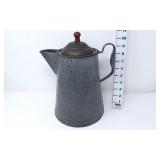 Gray Mottled Enamelware Coffee Pot