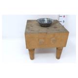 Miniature Butcher Block & Enamel Bowl