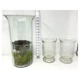 (3) Cylinder Hurricane Candlecholders