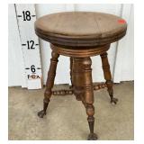 Antique Piano Stool w/Swivel Seat & Ball-Claw