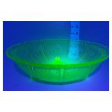Uranium Glass Footed Serving Bowl