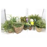 (8) Pots of Faux Herbs & Flowers