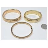 (3) Gold-Tone Bangle Bracelets (One has a broken