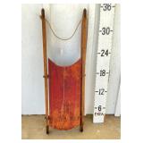 Vintage Sled w/Hand Painted Monkey & Deer