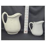 Standard & Cordon Bleu White Ironstone Pitchers