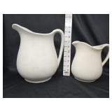 (2) White Ironstone Pitchers