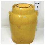 Large Yellow Stoneware Bean Pot - Crazing