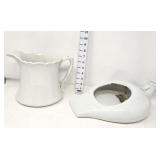 White Ironstone Pitcher & Bedpan