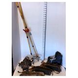 Decorative Ski Poles w/Vintage Skates