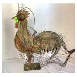 Brown/Green Metal Rooster