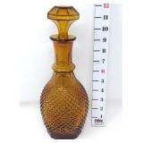 Amber Glass Decanter w/ Octagonal Stopper