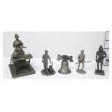 (5) Historical Pewter Figurines