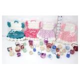 (5) Hand Crocheted Baby Doll Dresses &(36)Baskets