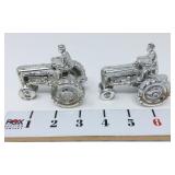 (2) Silvertone Tractor Paperweights