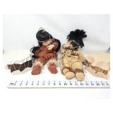 (2) Native American Sleeping Baby Dolls w/Drums