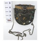 Metal Crossbody Purse - Sajai w/ Natural Stones