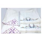 (2) Embroidered Pillowcase Pairs