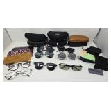 Unmarked Reading Glasses,  Sunglasses,  & Cases