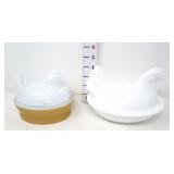 (2) Hen On a Nest - Avon & Indiana Milk Glass