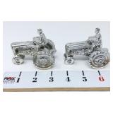 (2) Silver-Tone Tractor Paperweights