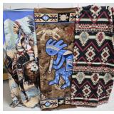 (3) Native American Fleece Throws