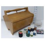 Wooden Sewing Music Box w/Contents