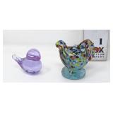 (2) Art Glass Bird Figures