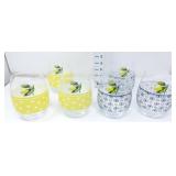 (6) Lemon & Leaves Stem Less Wine Glasses