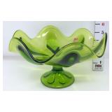 Green Viking Glass Pedestal Bowl