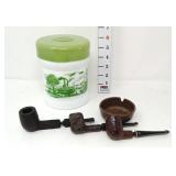 (3) Pipes, Ashtray & Humidor