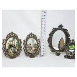 Portrait Wall Hangings & Mirror w/Ornate Frames