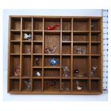 Wooden Display w/ Glass Animal Figurines