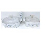 (2) Corningware Blue Dusk Covered Casseroles