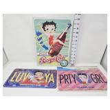 (2) Betty Boop License Plates & (1) Metal Sign