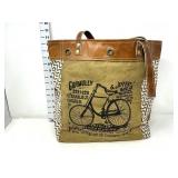 Bicycle Print Weekender Canvas Myra Tote Bag