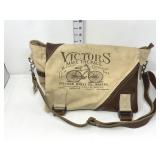 Myra Bicycle Print Canvas & Leather Messenger Bag