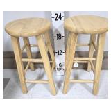 (2) 24" High John Thomas Wood Bar Stools