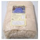 Vintage Queen Textured Stripe Fringe Comforter