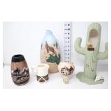 Native American Inspired Pottery, Candle Holder &