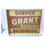 Double Sided Flange Sign - Grant Batteries - NOS