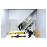Glue Gun, Level, Handsaws & Drill