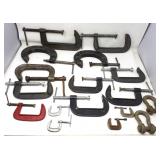 (15) Various C-Clamps & (2) Anchor Shackles