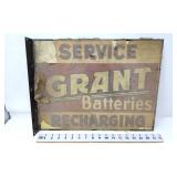 Grant Batteries  - Double Sided Flange Sign - NOS