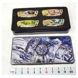 (4) Wildlife Pocket Knives in Tin (One side of