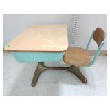 Teal Blue School Desk (Desk top does not stay up)