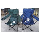 (2) Deluxe Folding Bazaar Chairs - Green & Blue