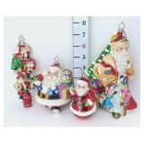 (4) Vintage Christopher Radko Glass Blown Santa