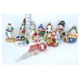 (11) Glass Blown Snowman Ornaments